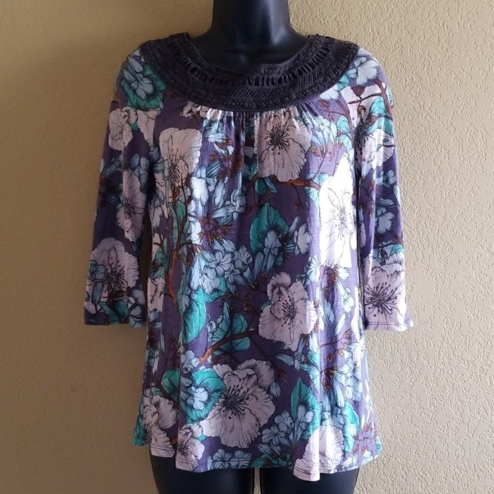 Meadow Rue Yoke Neck Floral Top